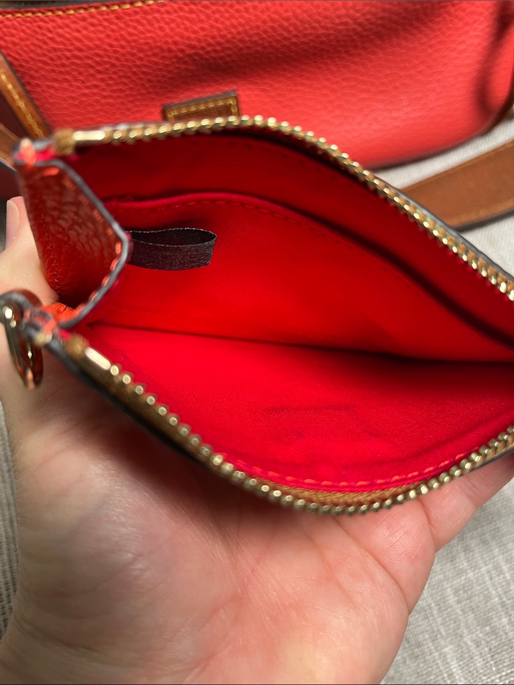 Dooney & Bourke Geranium Pebbled Leather Shoulder Bag with ID Card Holder - Picture 8 of 9